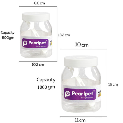 Pearlpet Space Saver Jar Set of 22 pieces ( 6pcs x200 ml, 6pcs x400ml, 3pcs x 600m, 3pcs x800ml, 4 pcs x1000ml) with Kohinoor Water bottle Set of 6pcs 1000ml (Transparent) |BPA-free |Durable |Leak Proof |Stackable Jars