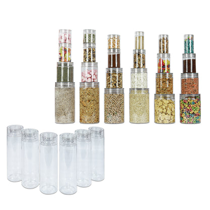 Pearlpet Tiffany Transparent Jars Set of 24 pieces (3pcs x100ml, 3pcs x200ml, 6pcs x300ml, 6pcs x500ml, 2pcs x1000ml, 2pcs x1400 ml, 2pcs x1700ml) with Hydrous bottle 6 pcs 1000ml (Transparent) |BPA-free |Leak Proof |Stackable Jars