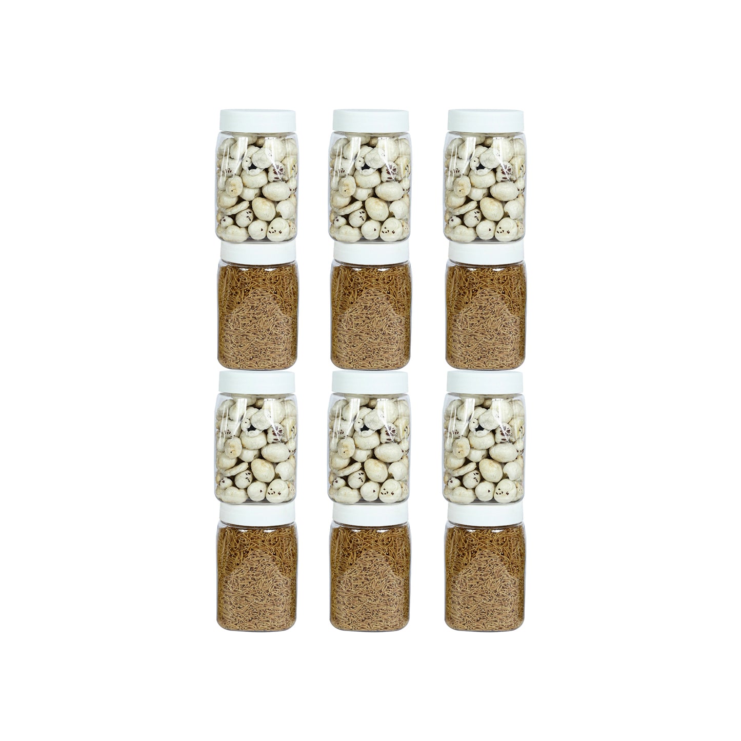 Space Saver Square Jar Set with Plastic LID, 400 ml (6 Pcs, 12 Pcs and 24 Pcs)
