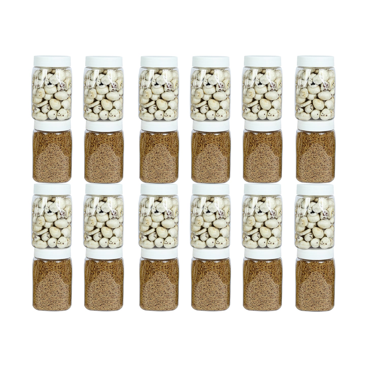 Space Saver Square Jar Set with Plastic LID, 400 ml (6 Pcs, 12 Pcs and 24 Pcs)