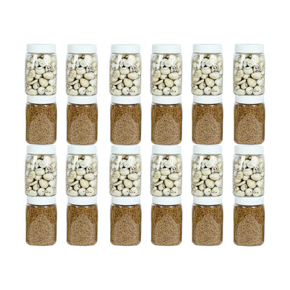 Space Saver Square Jar Set with Plastic LID, 400 ml (6 Pcs, 12 Pcs and 24 Pcs)