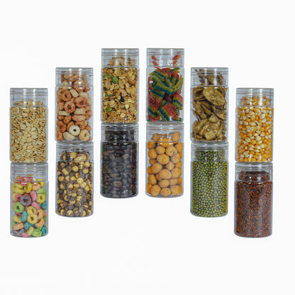 Tiffany Plastic Containers for Kitchen Storage with Spoon | BPA-Free, Stackable Jars | Set of 6, 12 and 24 (100ml)