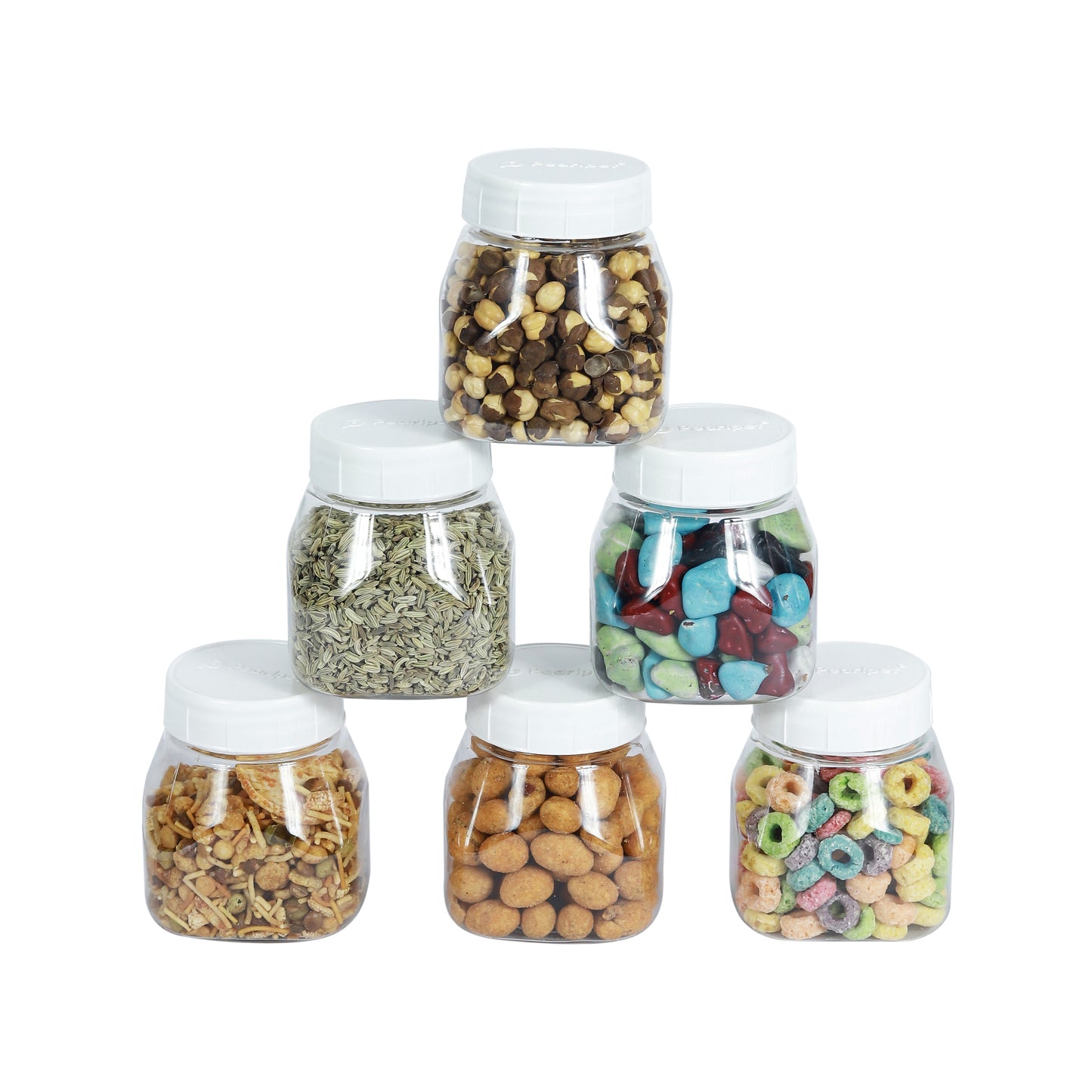 Space Saver Square Jar Set with Plastic LID, 200 ml (6pcs, 12pcs, 24pcs)