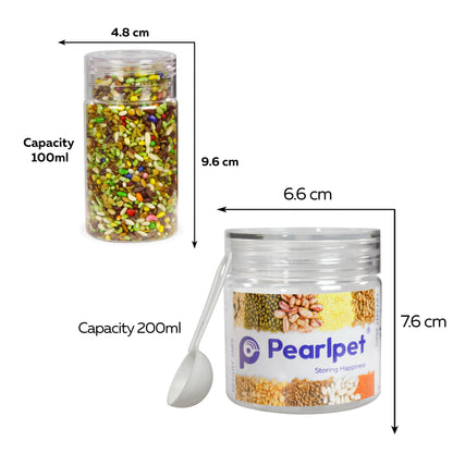 Pearlpet Tiffany Transparent Jars Set of 24 pieces (3pcs x100ml, 3pcs x200ml, 6pcs x300ml, 6pcs x500ml, 2pcs x1000ml, 2pcs x1400 ml, 2pcs x1700ml) with Hydrous bottle 6 pcs 1000ml (Transparent) |BPA-free |Leak Proof |Stackable Jars