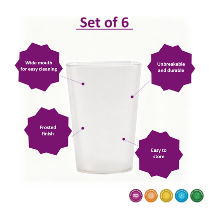 Cuba Glasses | Set of 6 | Unbreakable Frosted Drinking Glasses | BPA-Free & Durable