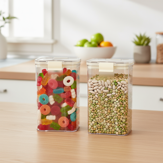PEARLPET Click n Seal Plastic Kitchen Storage Jar & Container |Airtight |Leak proof |BPA-Free |Set of 2 Pcs (1200 ml)