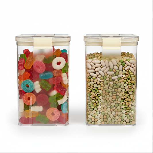 PEARLPET Click n Seal Plastic Kitchen Storage Jar & Container |Airtight |Leak proof |BPA-Free |Set of 2 Pcs (1200 ml)