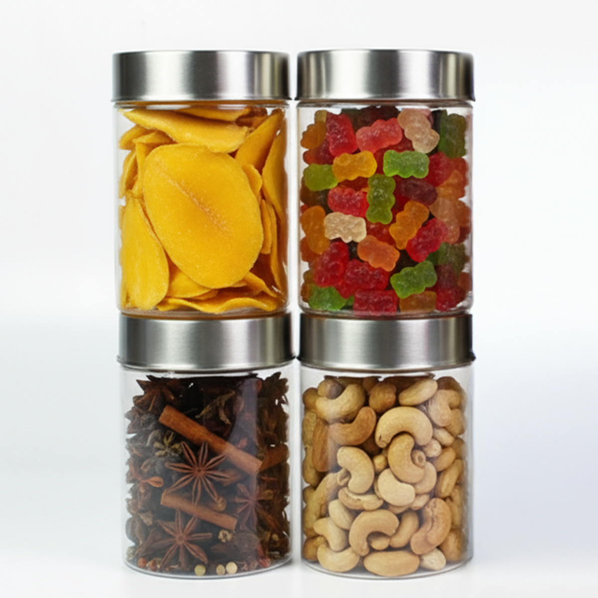 Plus Round Jars with Steel Caps, Set of 4, 1000ml | Pearlpet