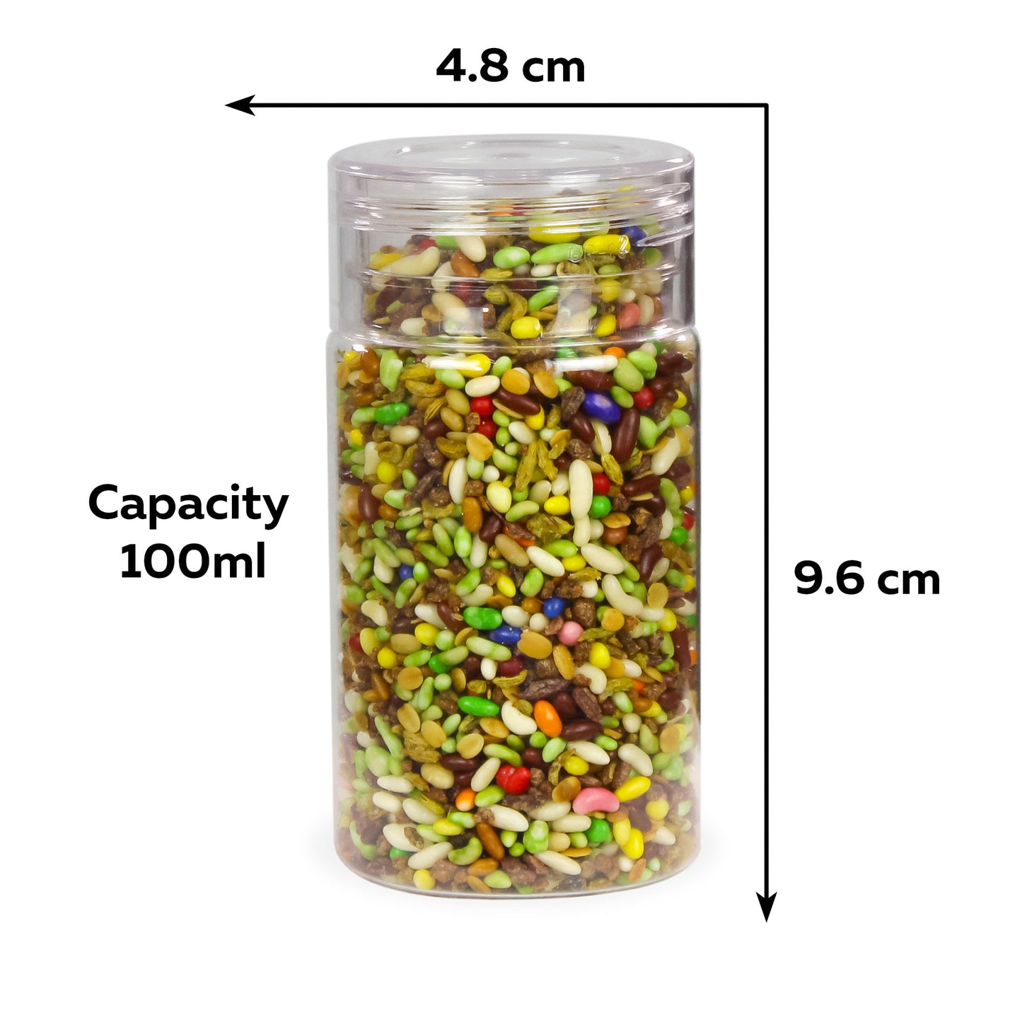 Tiffany Plastic Containers for Kitchen Storage with Spoon | BPA-Free, Stackable Jars | Set of 6, 12 and 24 (100ml)