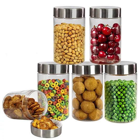 Plus Jars with Steel caps - Set of 6 - 1.4 litres - Pearlpet