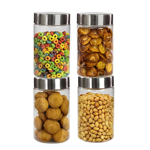 Plus Jars with Steel caps - Set of 4 - 1.7 litres - Pearlpet