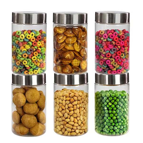 Plus Jars with Steel caps - Set of 6 - 1.7 litres - Pearlpet