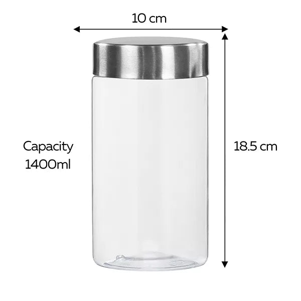 Plus Jars with Steel caps - Set of 4 - 1.4 litres - Pearlpet