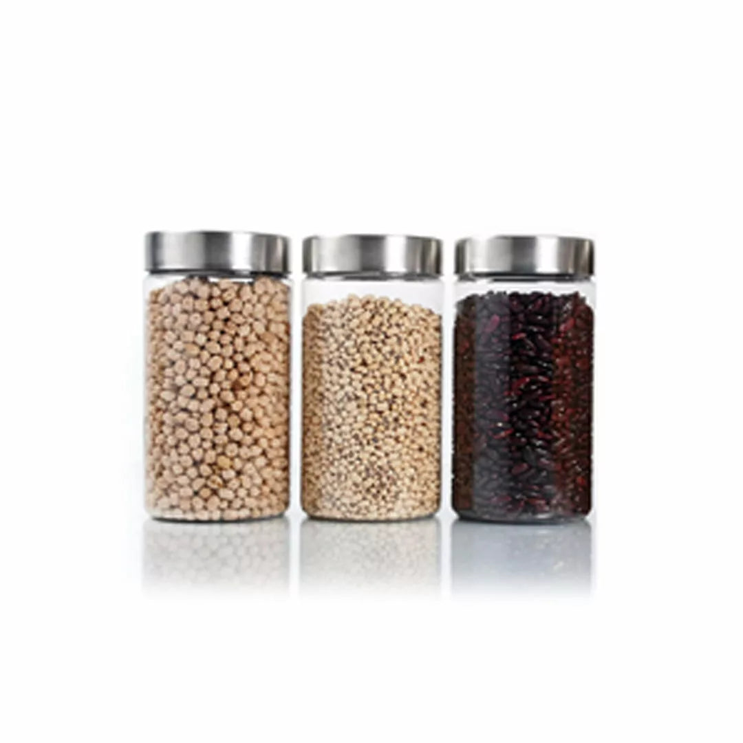 Plus Jars with Steel caps - Set of 3 - 2.7 litres - Pearlpet