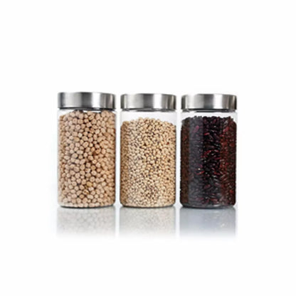 Plus Jars with Steel caps - Set of 3 - 2.7 litres - Pearlpet