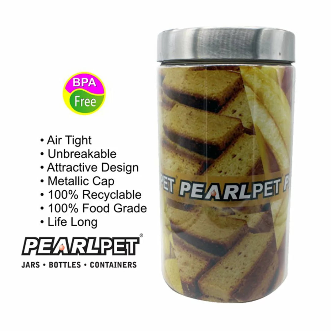 Plus Jars with Steel caps - Set of 3 - 2.7 litres - Pearlpet