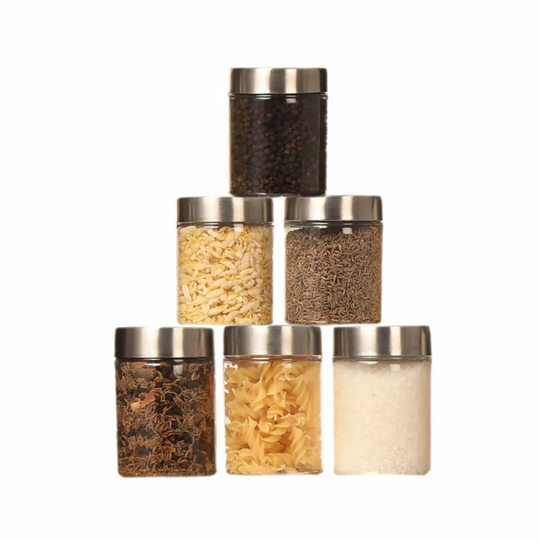Plus Jars with Steel caps - Set of 6 - 200 ml, 300 ml - Pearlpet
