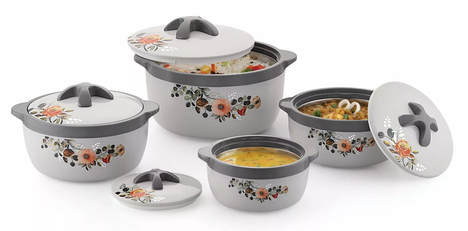 Insulated Stainless Steel Casserole Set of 3, Sancy - Pearlpet